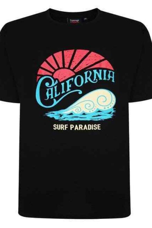 Larger Mens Printed  surf paradise  Teeshirt, Espionage . 3XL 4X 5X 6X 7X 8XL